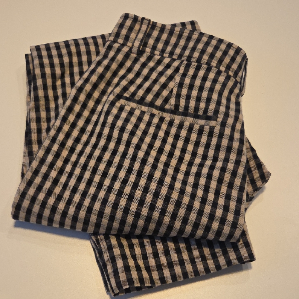 EVERLANE Women's Black and Taupe Checkered Pants